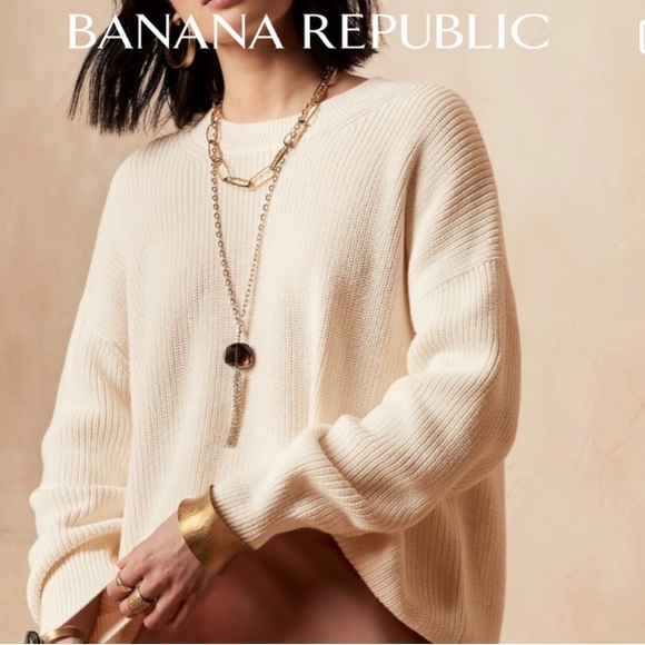 NWT BANANA REPUBLIC ORGANIC COTTON DROP SHOULDER SWEATER - MULTI SEASONAL! - Picture 11 of 11